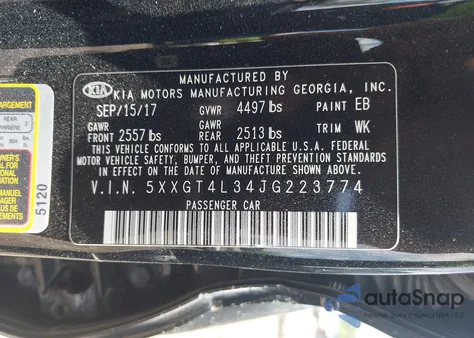 2018 Kia Optima Lx from USA, damaged, VIN 5XXGT4L34JG223774